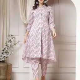 Women Floral Print A-Line Kurta & Pants Co-Ord Set-image-74
