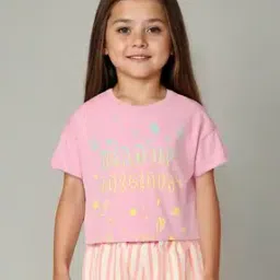 Girls Printed Relaxed Fit Round-Neck T-Shirt-image-49