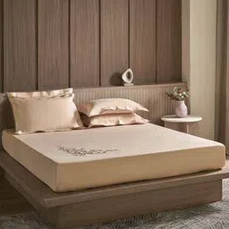 ddecor live beautiful 210 TC Leaf Embroidered King-Size Bedsheet with Pillow Covers-picture-9