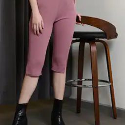 Shein High Rise Slit Hem Flared Fit Capris with Pockets-image-19