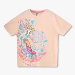 Girls Graphic Print Oversized Crew-Neck T-Shirt-image-6