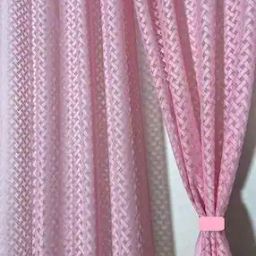 JARS Collections Blackout Curtains 7 feet Long Set of 2  Net Door Curtain Criss cross pattern, Pink,-8
