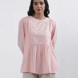 Women Schiffli Embroidered Relaxed Fit Top-picture-14