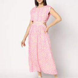 Women Printed Fit & Flare Dress with Cutouts-image-37