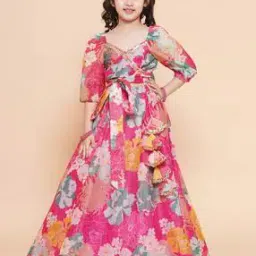 bitiya by bhama Girls Floral Print 2-Piece Lehenga with Choli-picture-0
