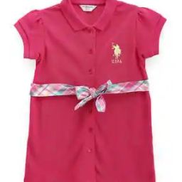 Girls Polo Dress with Tie-Up Belt-image-32