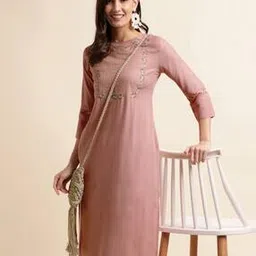 Women Embroidered Straight Kurta with Tassels-image-14