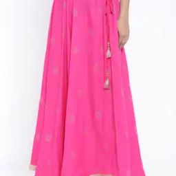 Printed Flared Skirt with Tie-Up-15