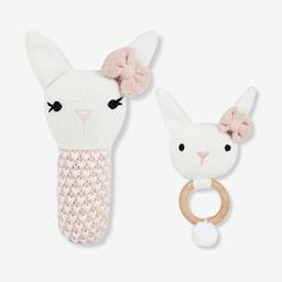 Haus & Kinder 100% Cotton Cover Knitted Rattle Toy, Natural Pink, Mint-22