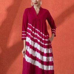 Women Textured Dyed A-Line Pure Cotton Kurta-image-59