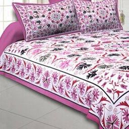 240 TC King Size Cotton Bedsheet with 2 Pillow Covers-image-96