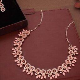Women Stone-Studded Necklace & Earrings Set-image-63