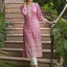 Floral Print Round-Neck Straight Kurta-image-30