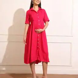 Women Shirt Dress with Spread Collar-image-54