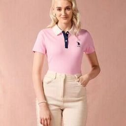 u.s. polo assn. Women Regular Fit Cotton Polo T-Shirt with Logo Embroidery-picture-37