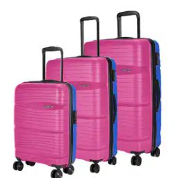 Pack of 3 Colourblock Hard-Body Trolley Bags-image-75