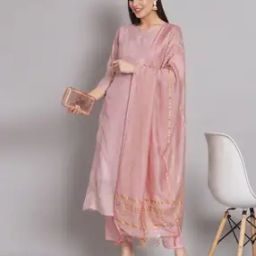 Floral Woven Straight Kurta with Pants & Dupatta-image-20