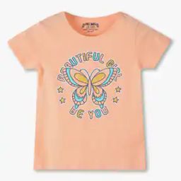 Girls Typographic Print Relaxed Fit Round-Neck T-Shirt-image-50