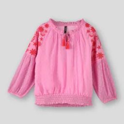 Girls Embroidered Swiss-Dot Regular Fit Top-image-36
