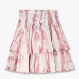 Girls Tie & Dye Lace-Up Tiered Skirt-image-55
