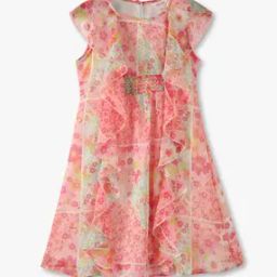 Girls Floral Print Fit & Flare Dress-image-72