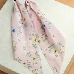 Floral Print Hair Tie with Knot Accent-image-90