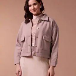 Women Boxy Fit Blazer with Flap Pockets-image-74