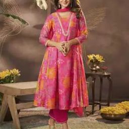 Women Floral Print A-Line Kurta Set with Dupatta-image-37