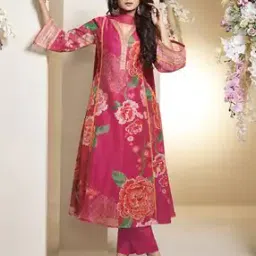Women Floral Print Anarkali Kurta Set with Dupatta-image-39