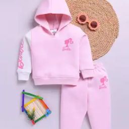 Girls Barbie Print Hoodie & Joggers Sets-image-30