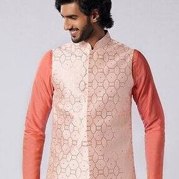 Men Regular Fit Embroidered Nehru Jacket-32