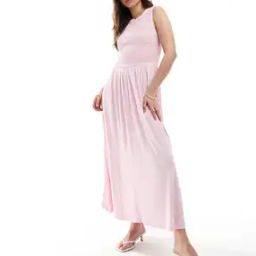 Women Crinkle Shirred Maxi Dress-image-91