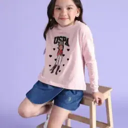 u.s. polo assn. Girls Graphic Print Regular Fit Round-Neck T-Shirt-picture-44