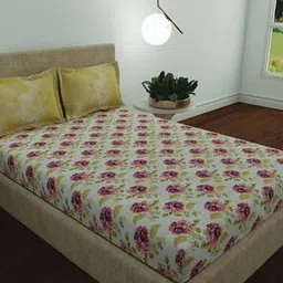 120 TC Floral Print Queen-Size Bedsheet with Pillow Covers-image-76