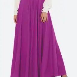 Women Pleated Flared Maxi Skirt-image-77