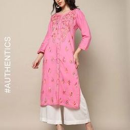 Women Hand Embroidered Lucknowi Chikankari Straight Kurta-image-78