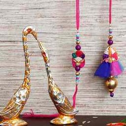 Rakhi with Swan Decorative & Roli Chawal Set-41
