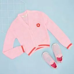 Girl Embroidered Cardigan with Button-Closure-image-56