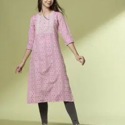 Women Striped Round-Neck Straight Kurta-image-47