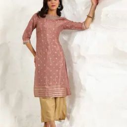 Women Embellished Round-Neck Straight Kurta-image-10