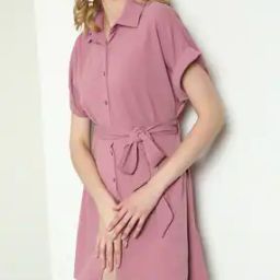 Shein Extended Sleeves Textured Mini Shirt Dress-image-14