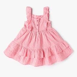 Girls Schiffli Embroidered Fit & Flare Dress-image-35