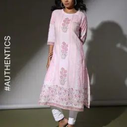 Handblock Print Flared Cotton Straight Kurta-image-94