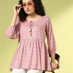 acai Women Geometric Print Relaxed Fit Flared Top-picture-7