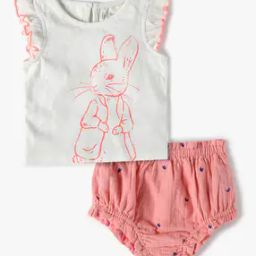 Infants Graphic Print Cotton Top & Shorts Set-image-62