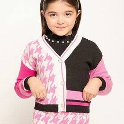 Girls Colourblock V-Neck Cardigan-image-23