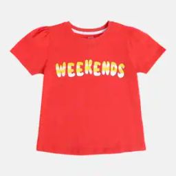 Girls Typographic Print Round-Neck Top-image-61