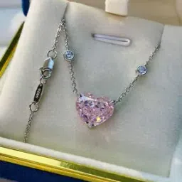 Silver-Plated American Diamond Studded Heart Shaped Pendant-4