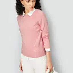 max Women Crew-Neck Pullover with Ribbed Hems-picture-25