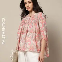 Handblock Print Cotton Flared Top-image-38
